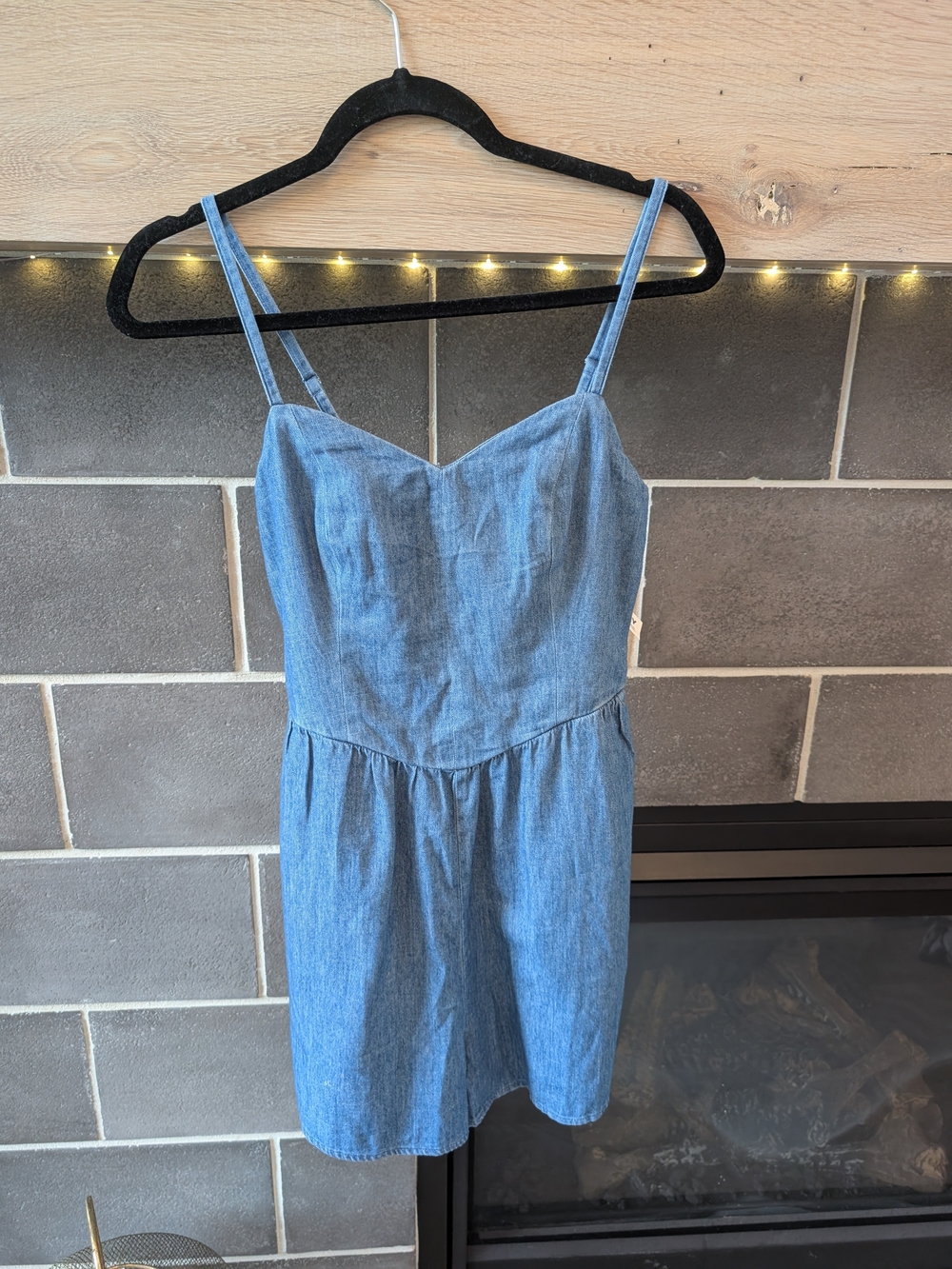 Old Navy Light Blue Denim Spaghetti-Strap Mini Dress